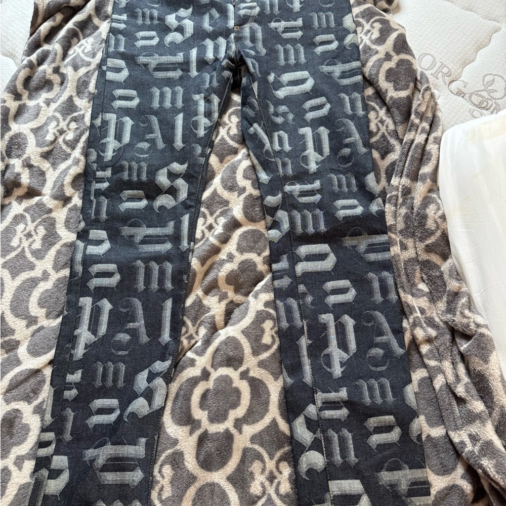 Palm Angels Black and Gray Denim Pants